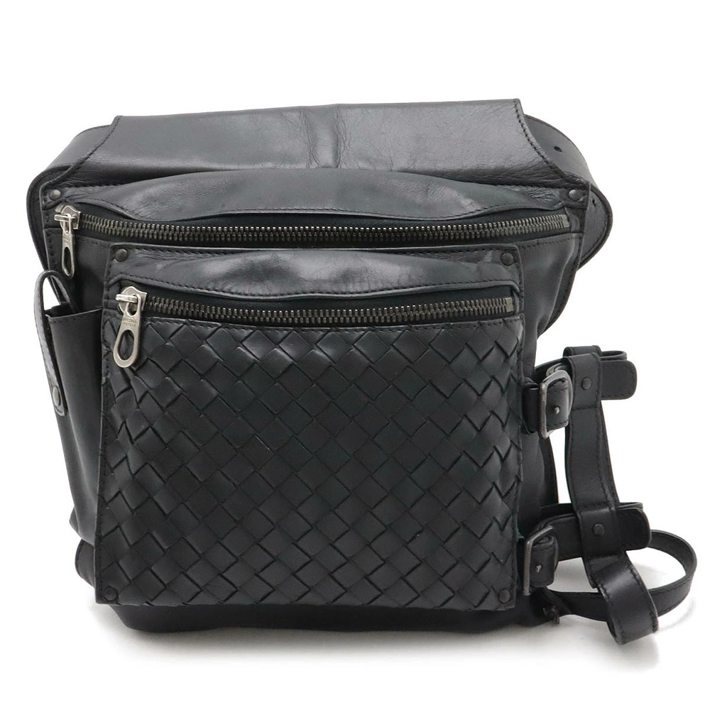 BOTTEGA VENETA Intrecciato Waist Bag Body Hip Leather Black